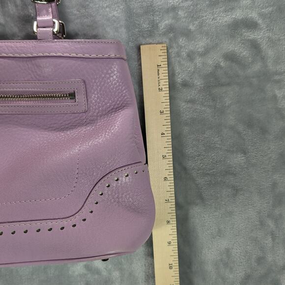 Coach Hampton lilac pebble leather hand bag Purse Satchel Light Purple Y2K - Picture 4 of 15